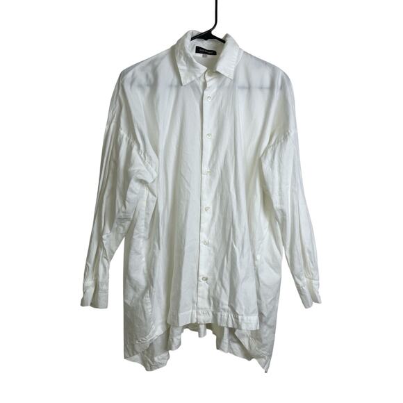 Eskandar Top Size 0 Womens White Long Sleeve Dress Shirt Button Up Cotton * - Picture 1 of 14